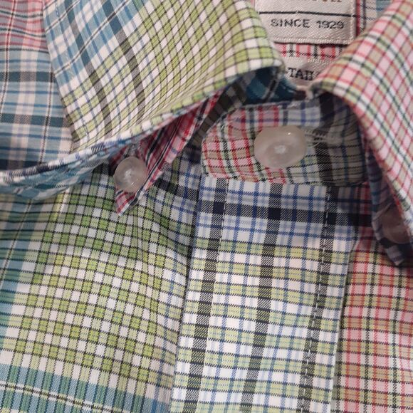 Sero by Forsyth Men's Long Sleeve Shirt Plaid Pink Green Front Pocket Size M - Picture 8 of 9